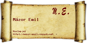 Mázor Emil névjegykártya
